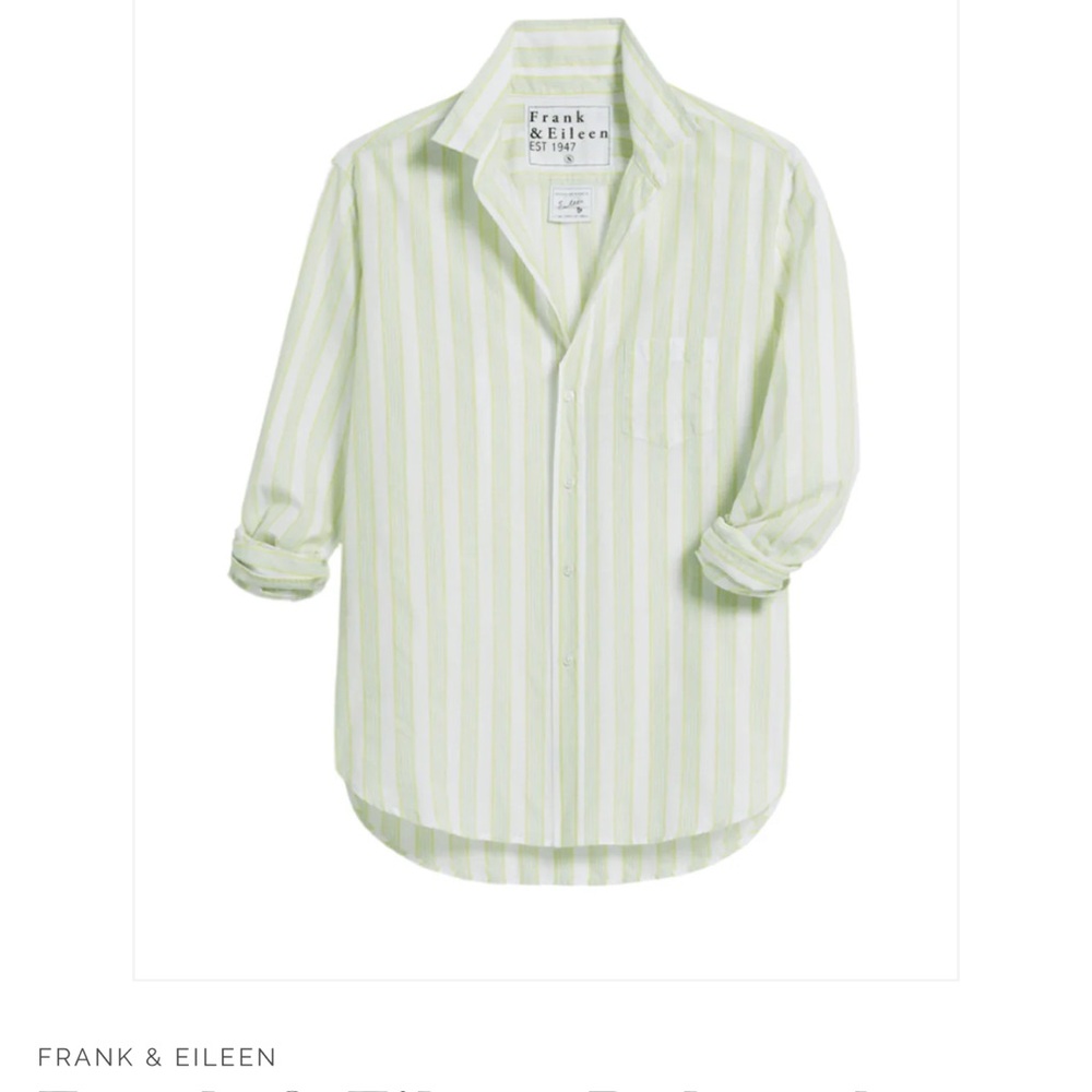 Frank & Eileen Women's Pale Green and White Striped Button-Down Shirt